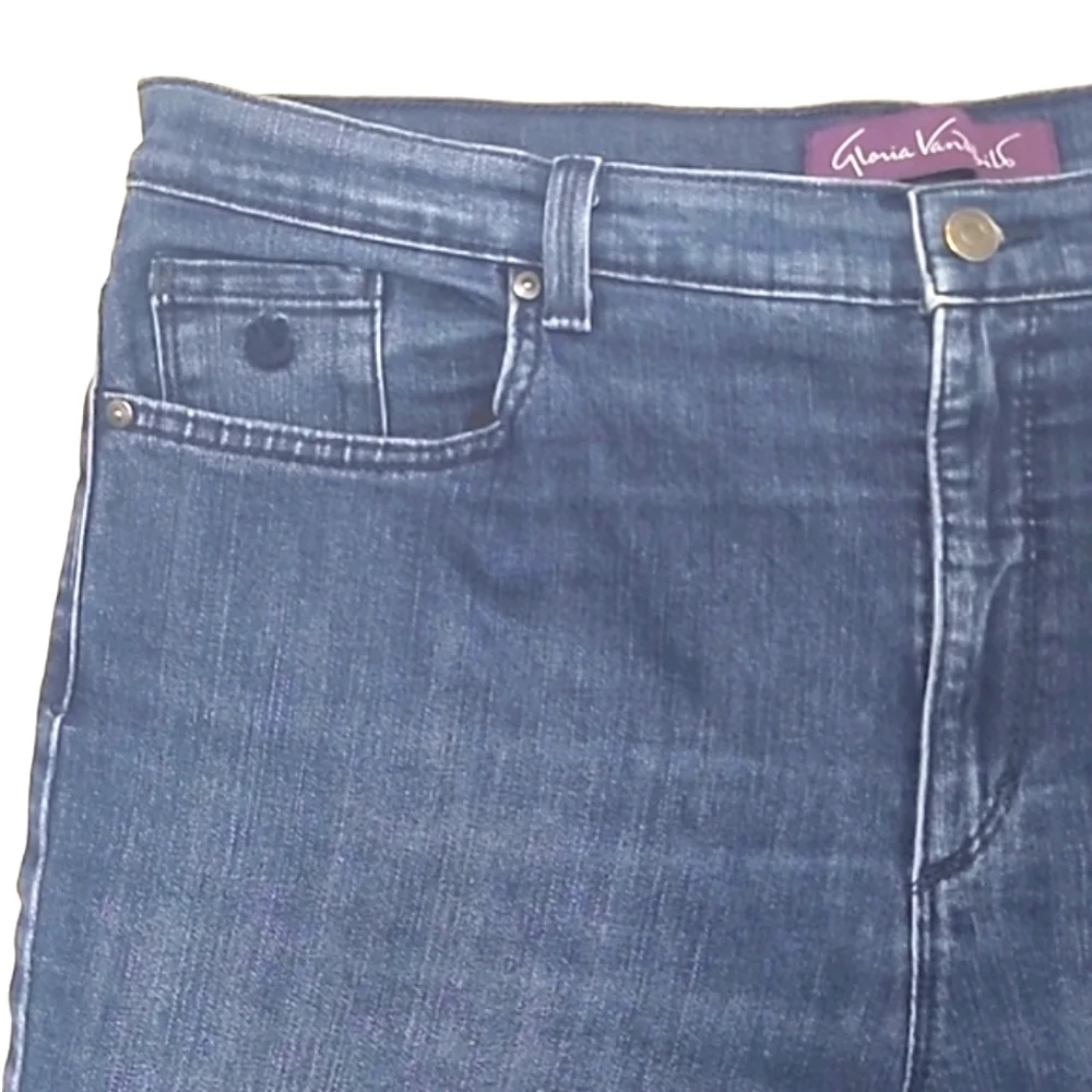 Gloria Vanderbilt Distressed Jeans High Waist Rise Denim Whiskered Straight Leg